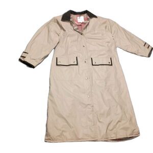 Vintage Misty Harbor Rain Jacket Trench Coat M Slicker Flannel Lining Trenchcoat